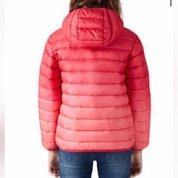 Girls Eddie Bauer Reversible Down Puffer Jacket/coat Pink Ombré Girls 10/12 - Picture 3 of 4